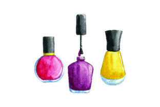Bottles of Nail Polish - Watercolor Style for Beauty Amp