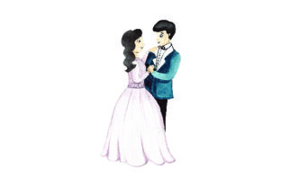 Bride and Groom Dancing - Watercolor Wedding Art