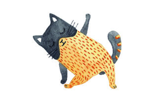 Cat Doing Yoga - Watercolor for Cats Branding