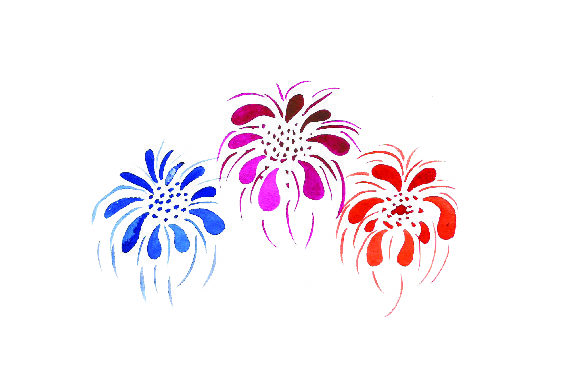 Colorful Fireworks - Watercolor Style for New Year S