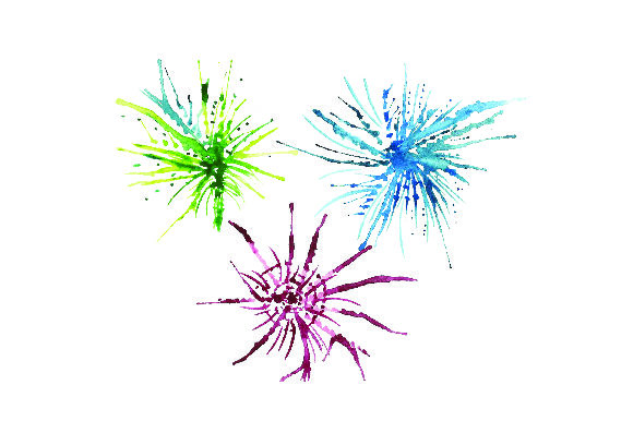 Fireworks - Watercolor Style for New Year S