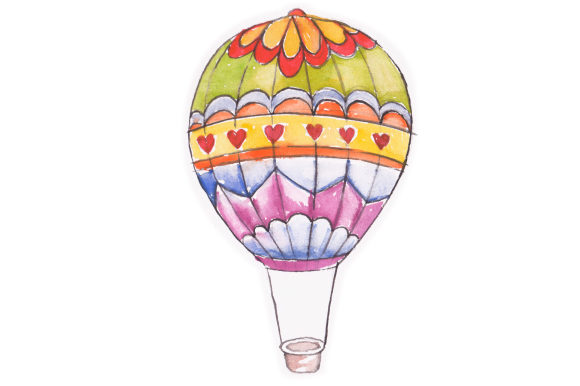 Hot Air Balloon in Watercolor by Designs Amp