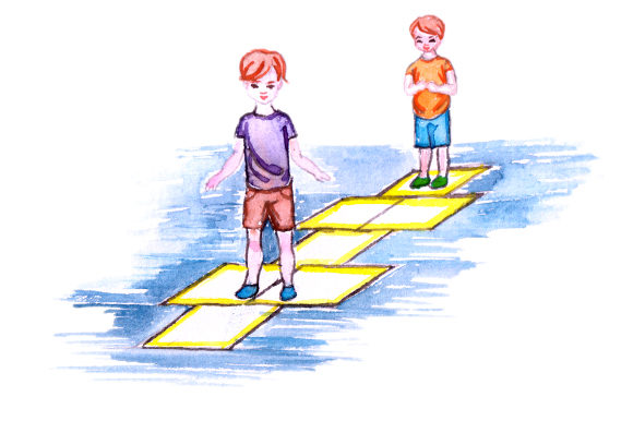 Kids Playing Hopskotch Watercolor Branding