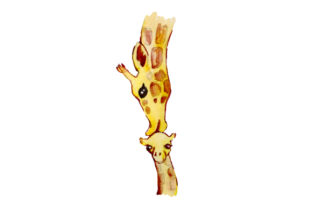 Mom and Baby Giraffe Watercolor: Animals Art