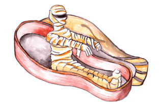 Mummy in Coffin Watercolor for Halloween Branding