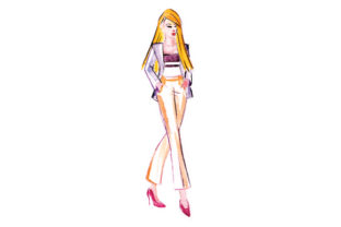 Office Style Fashion Sketch in Watercolor for Beauty Amp