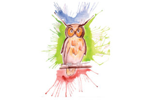 Owl in Paint Splatter Watercolor Style Review
