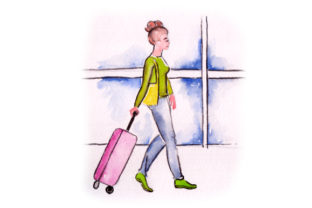 Review: Woman with Suitcase Watercolor Design