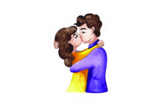 Reviewing Couple Kissing - Watercolor for Real Embroidery