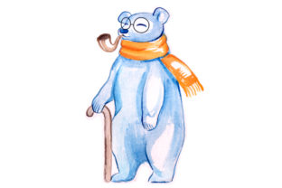 Reviewing Polar Bear Grandfather in Watercolor for Client Use