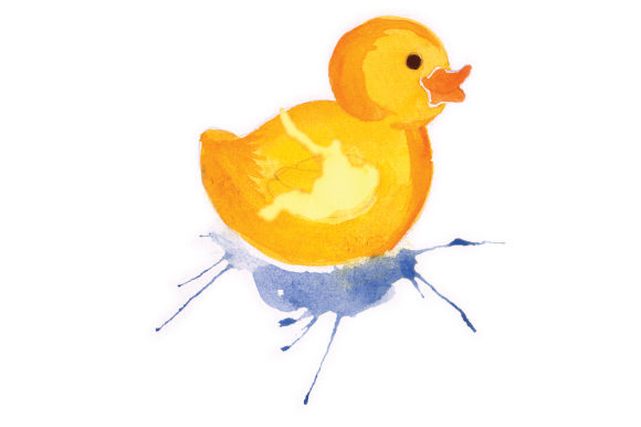 Rubber Duck Watercolor Art for Bathroom Decor