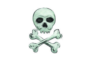 Skull Crossbones - Watercolor for Halloween