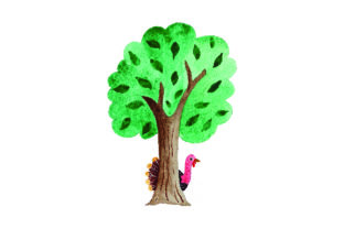 Turkey Hiding Behind Tree - Watercolor Review