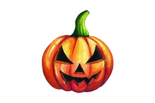 Watercolor Jack-o'-lantern for Halloween Design