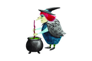 Witch Stirring Potion - Watercolor for Halloween Branding