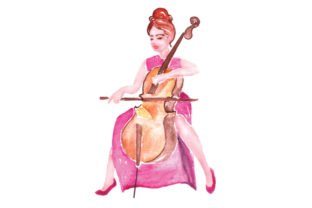Woman Playing Cello in Watercolor: A Music Asset Review
